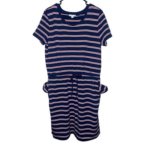 NWOT. Charter Club Womens‎ Medium Striped Dress Drawstring Waist Pockets - Picture 3 of 6